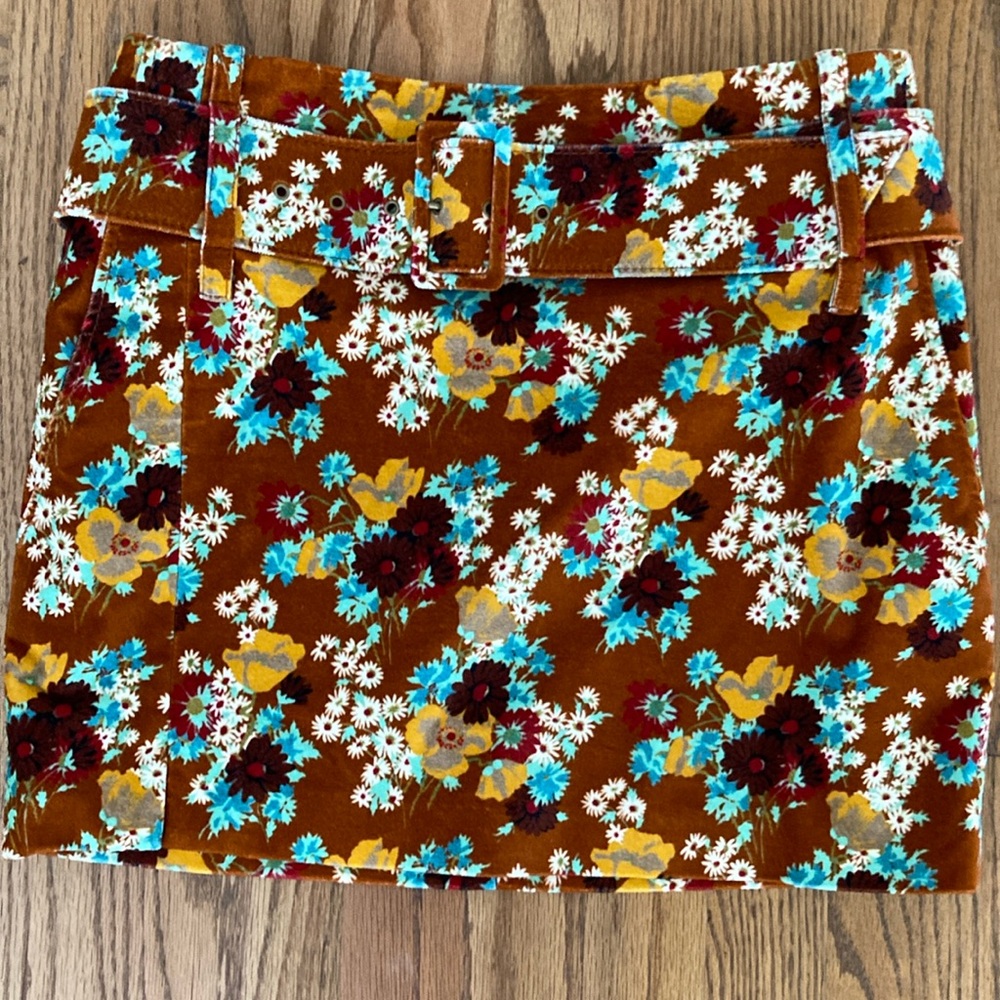 STAUD Belted Velvet Mini Skirt NWOT